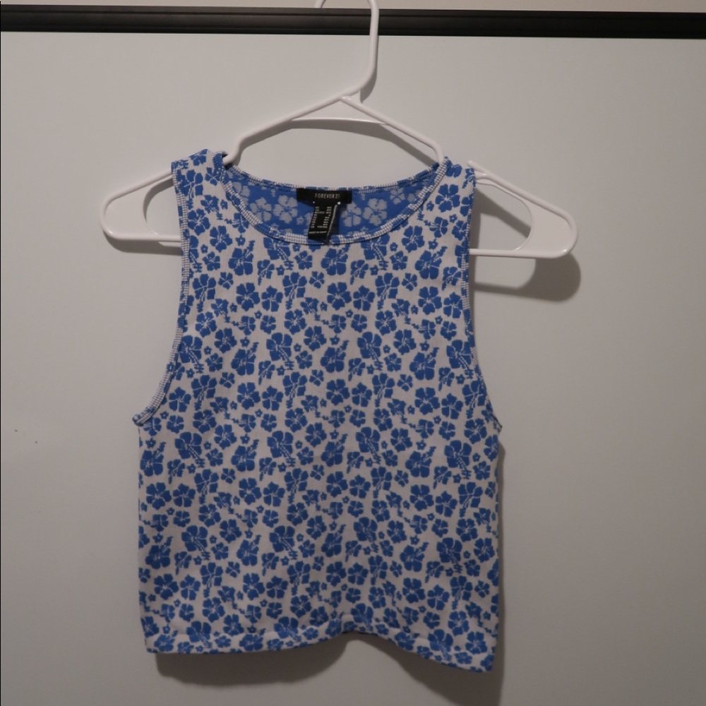 Forever 21 blue and white top